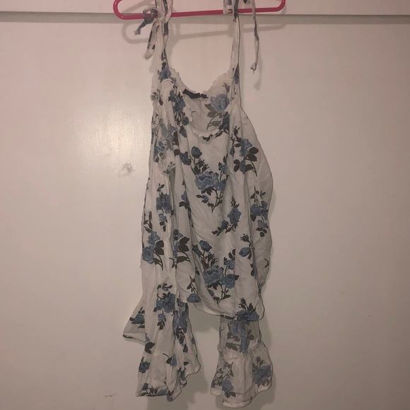 American Eagle Outfitters White and Blue Floral Top - Picture 1 of 6